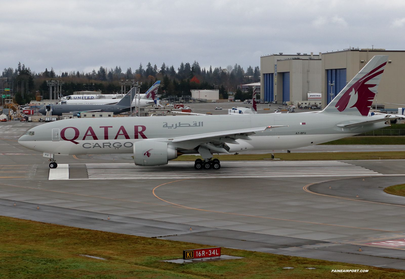 Qatar Cargo 777F A7-BFU at Paine Field