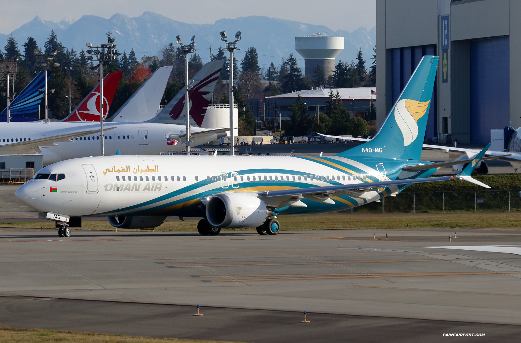 Oman Air 737 A4O-MG at Paine Field