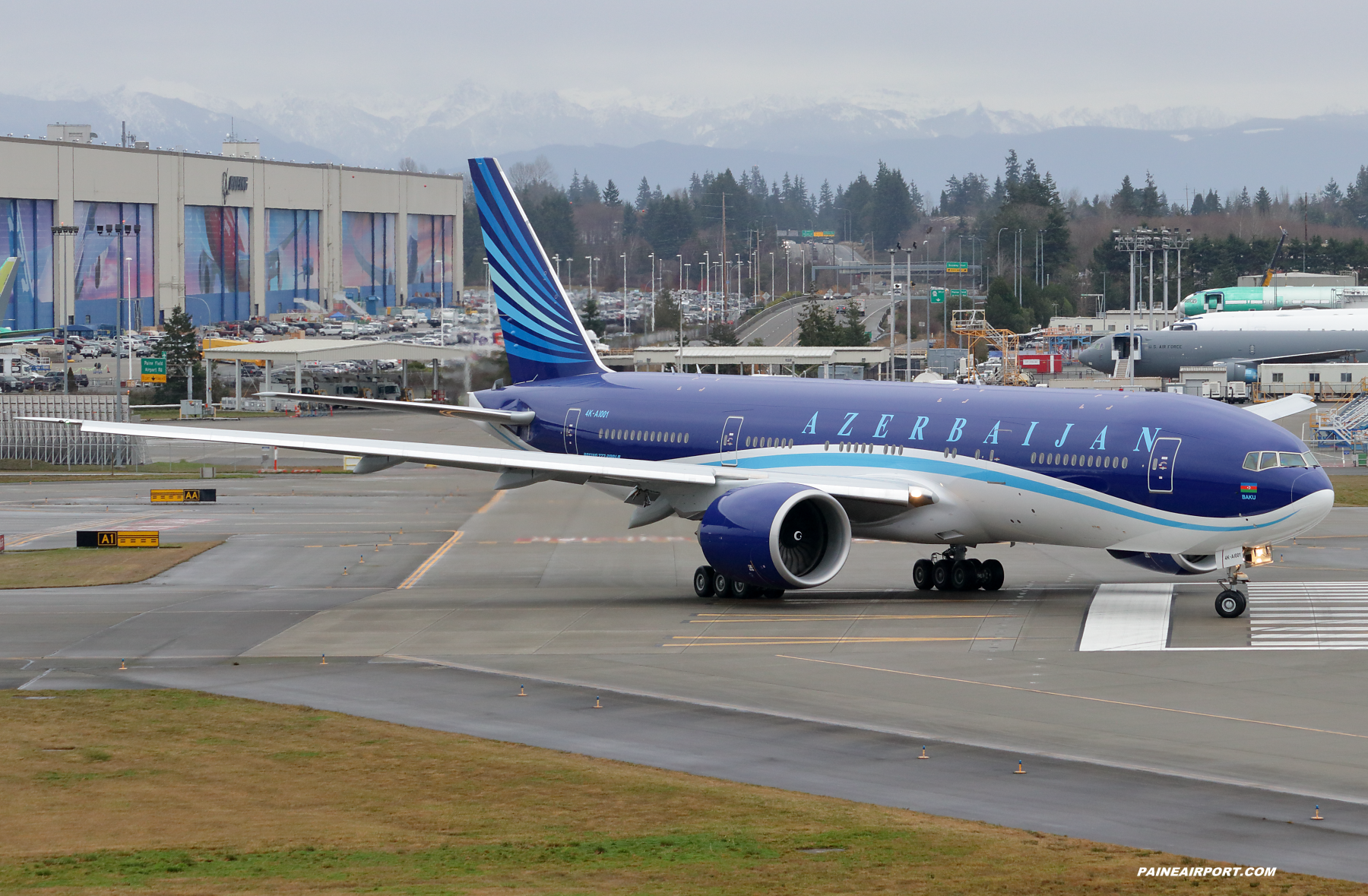 Azerbaijan Airlines 777 4K-AI001 at Paine Field
