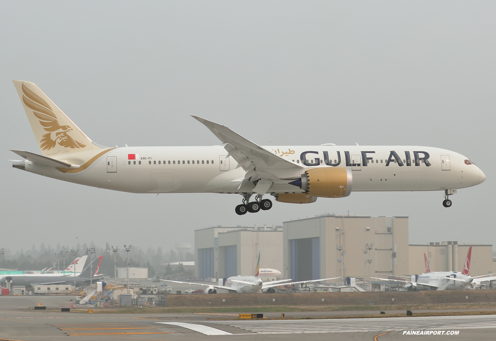 Gulf Air 787-9 A9C-FI at KPAE Paine Field 
